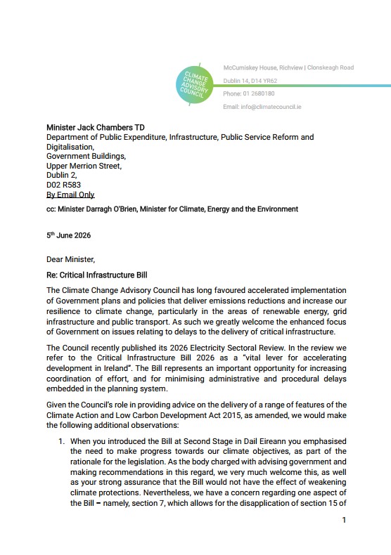 Letter to Minister Chambers on Critical Infrastructure Bill